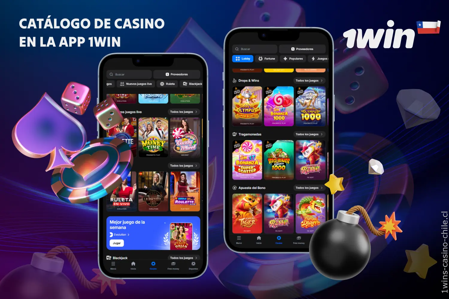 En la aplicación de 1win Casino, los usuarios de Chile disfrutan de una gran variedad de juegos