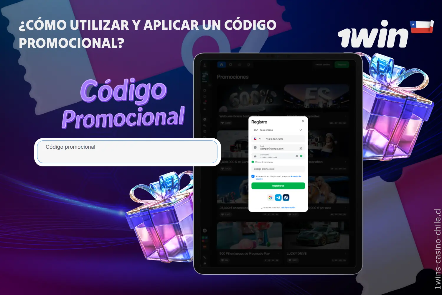 Para registrarte en 1win y activar tu código promocional, simplemente sigue estos pasos y recibe el bono completo